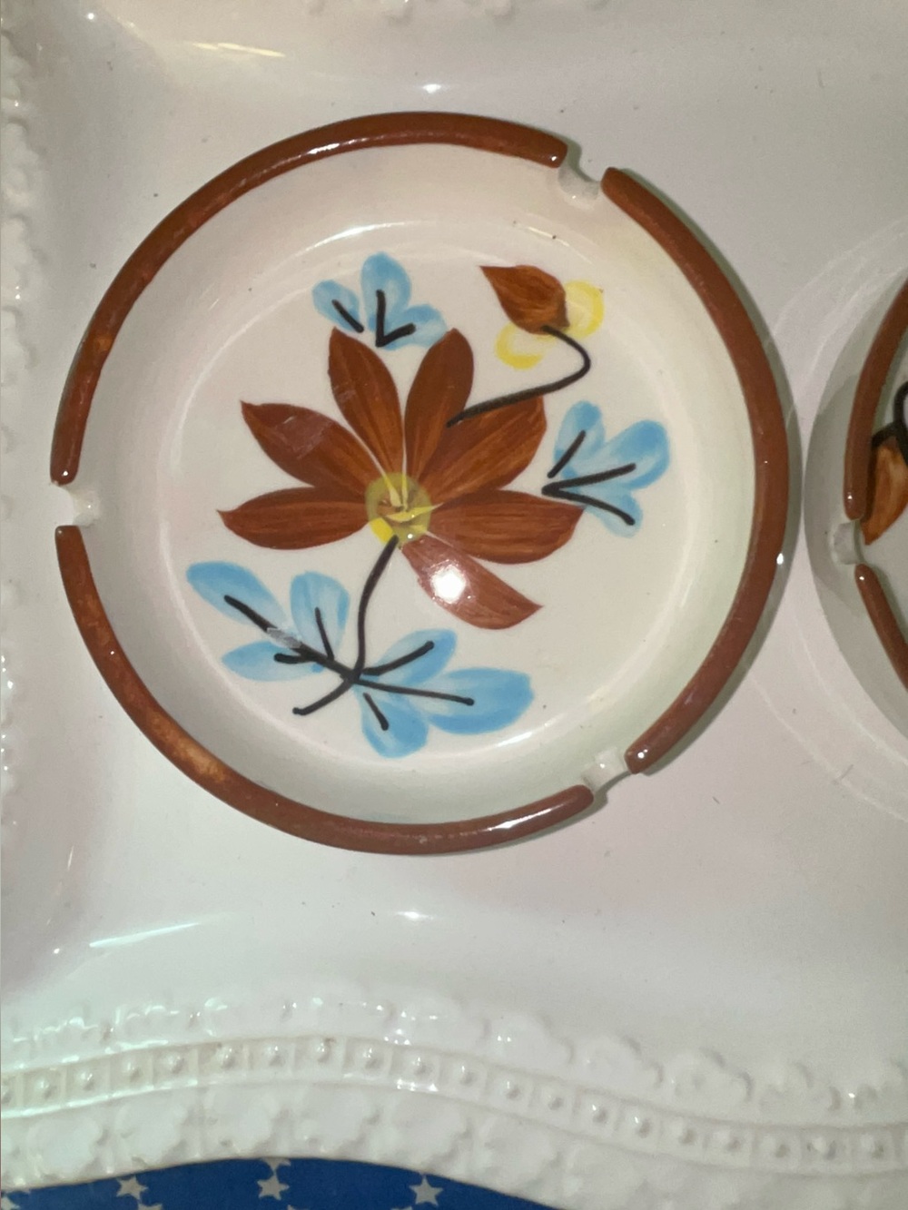 Vintage BOHO/Cottage Core Ceramic 1960-1970s Floral Ceramic Ashtray